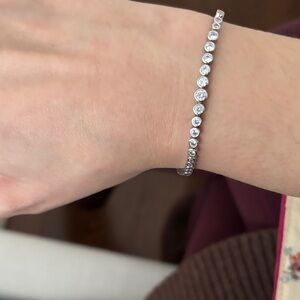 Tennis 🎾  Silver Bracelet with Clear Stones